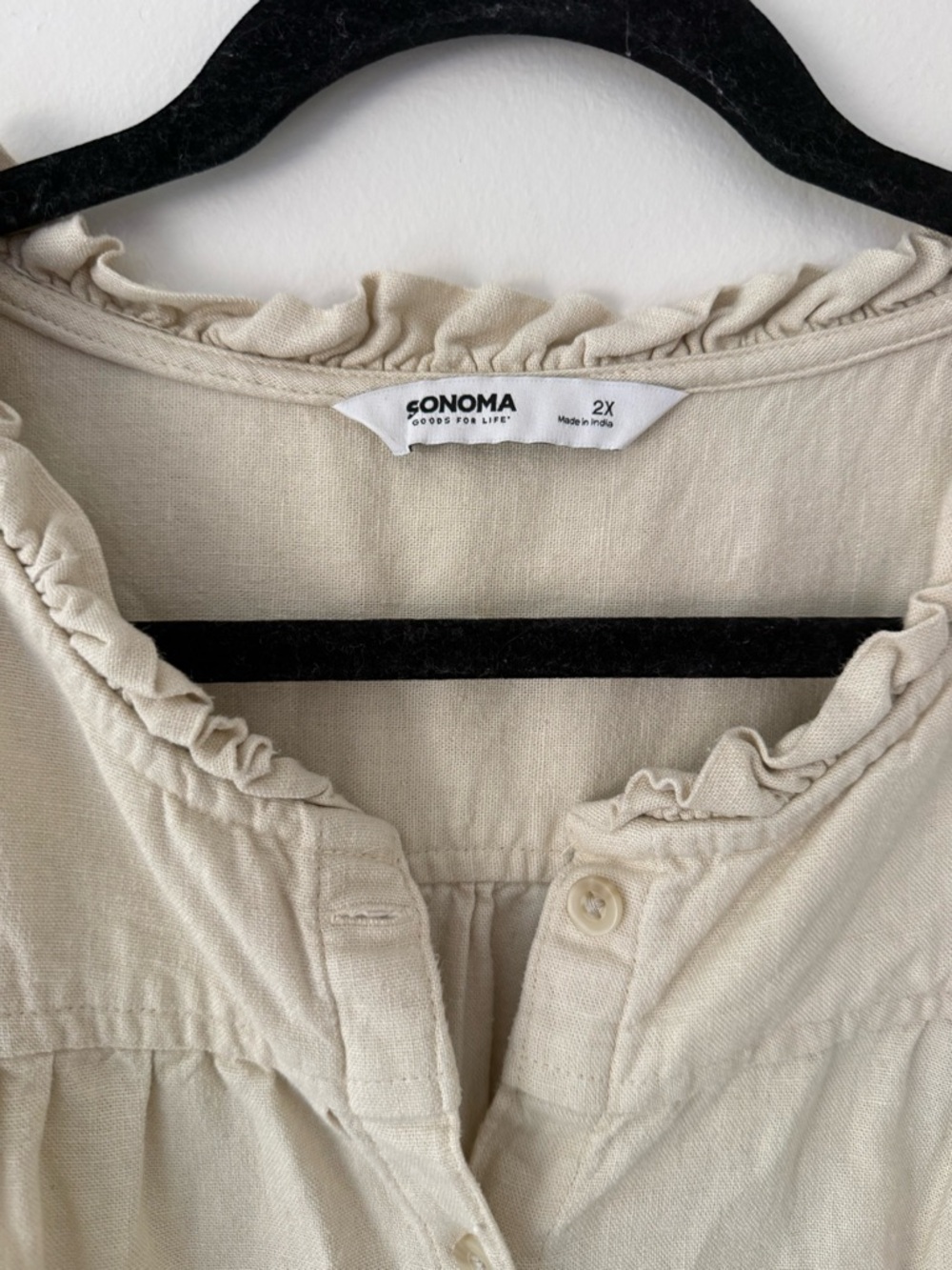 Sonoma Linen Blend Button Down Cream Beige Tank Blouse Size 2X Beachy Coastal - Picture 2 of 10